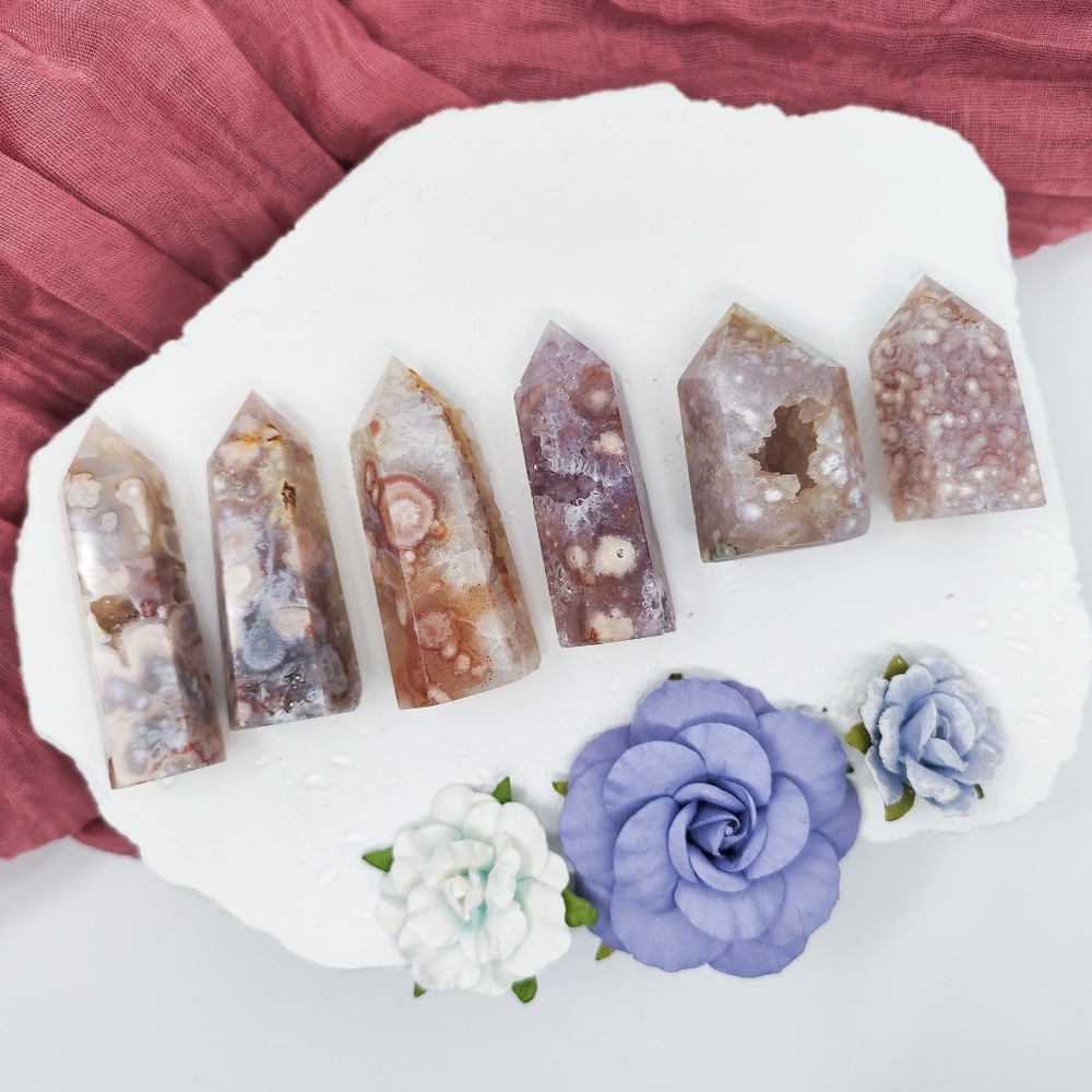 Flower Agate Amethyst Crystal Towers New Beginnings